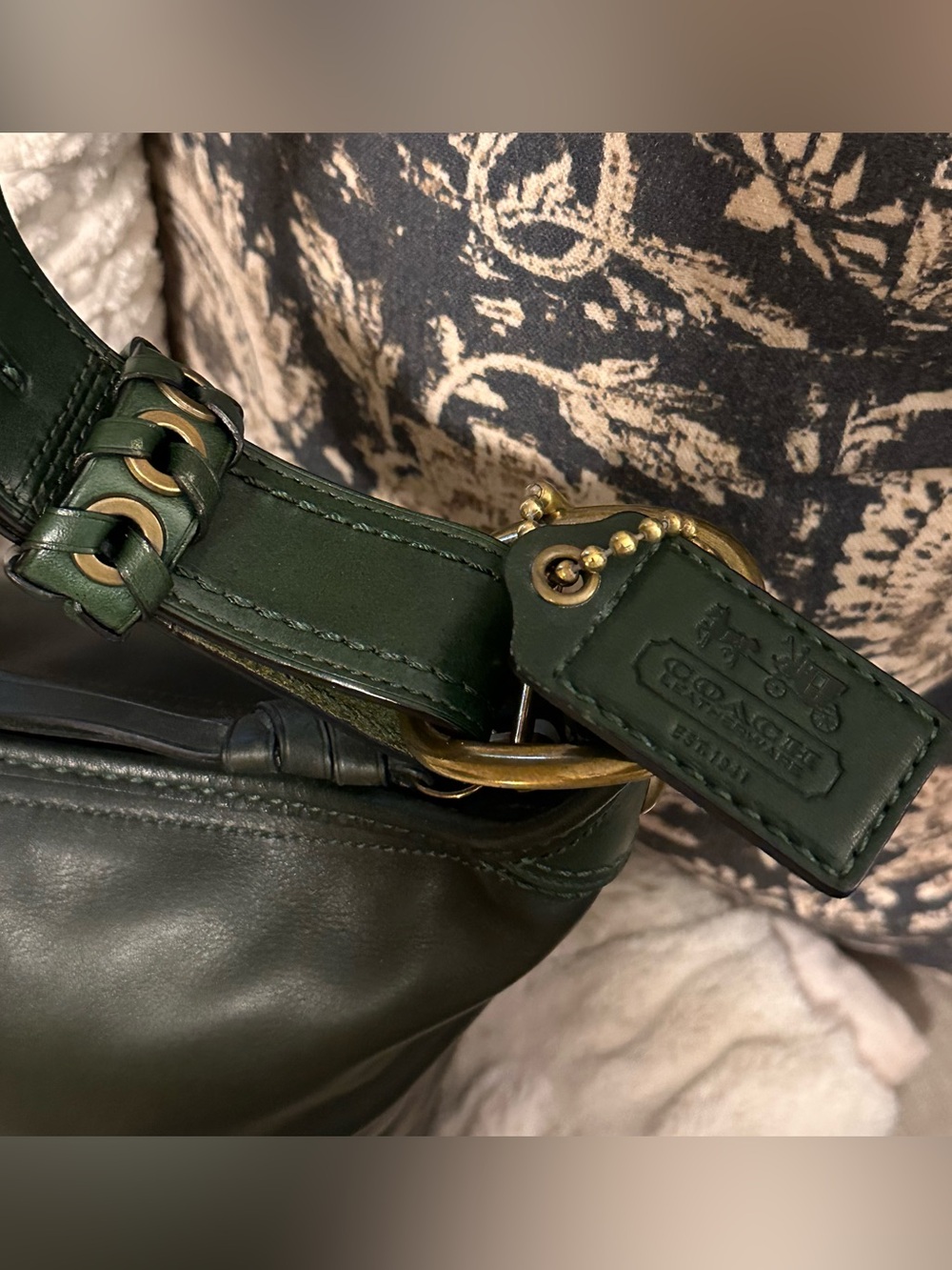 Vintage 2007 Coach Bleecker Tattersall Duffle Bucket Bag | Bottle Green - Picture 12 of 16